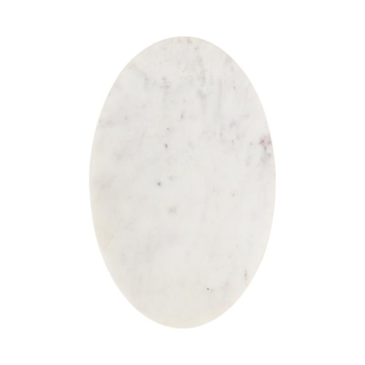 White Marble and Gold Oval C-Shape Accent Table