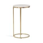 White Marble and Gold Oval C-Shape Accent Table