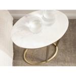 White Marble and Gold Oval C-Shape Accent Table