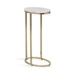 White Marble and Gold Oval C-Shape Accent Table