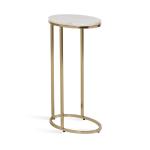 White Marble and Gold Oval C-Shape Accent Table