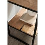 Natural Wood Black Metal Accent Table