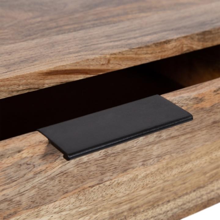 Natural Wood Black Metal Accent Table