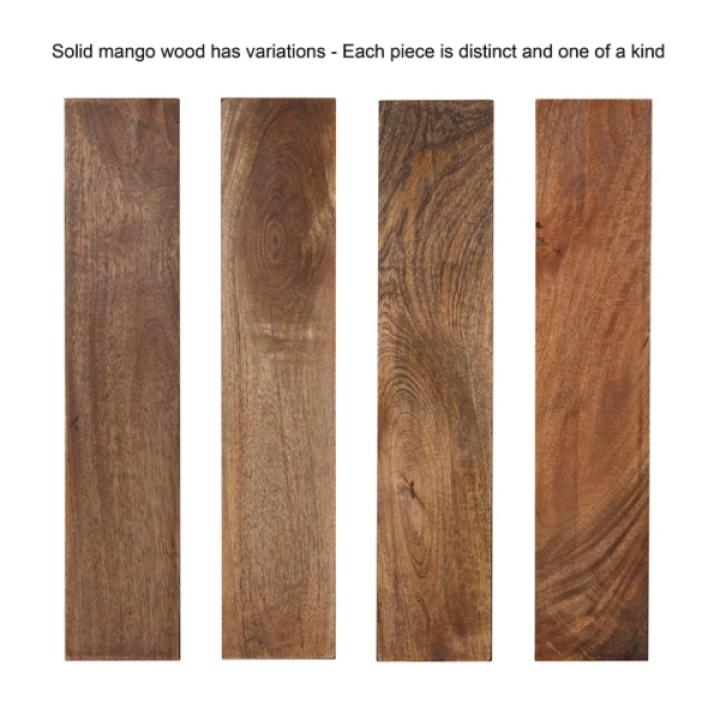 Natural Wood Black Metal Accent Table