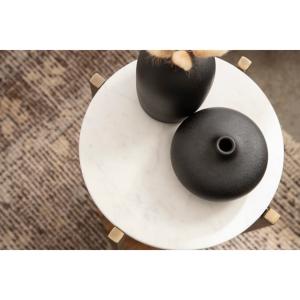 White Marble Walnut Accent Table