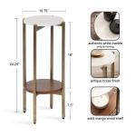 White Marble Walnut Accent Table