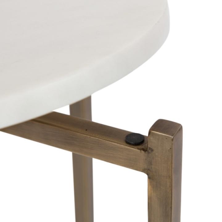 White Marble Walnut Accent Table