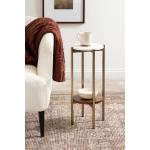 White Marble Walnut Accent Table