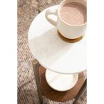 White Marble Walnut Accent Table