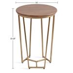 Geometric Brass Walnut Accent Table