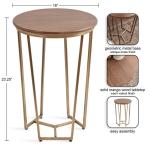 Geometric Brass Walnut Accent Table
