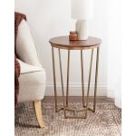 Geometric Brass Walnut Accent Table