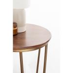 Geometric Brass Walnut Accent Table