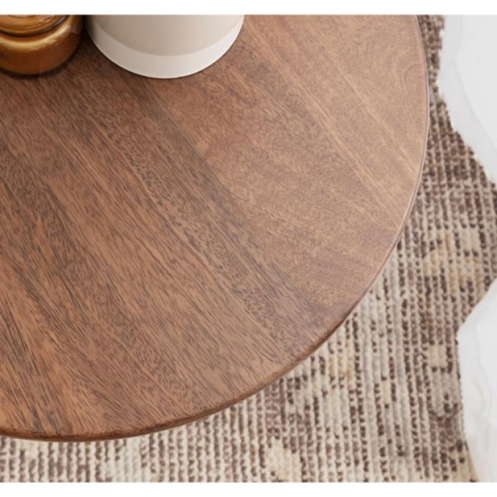 Geometric Brass Walnut Accent Table