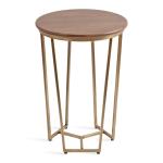 Geometric Brass Walnut Accent Table