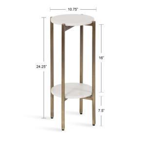 White Marble Gold Accent Table