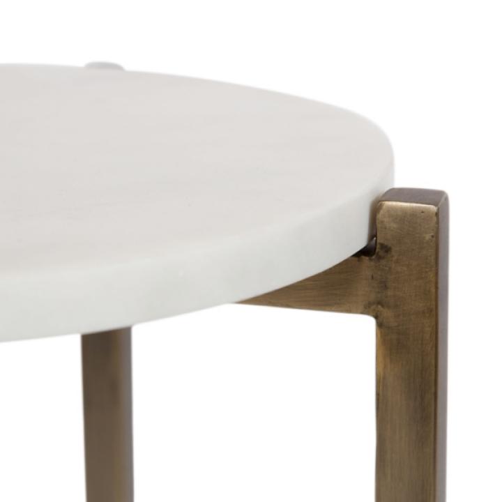White Marble Gold Accent Table