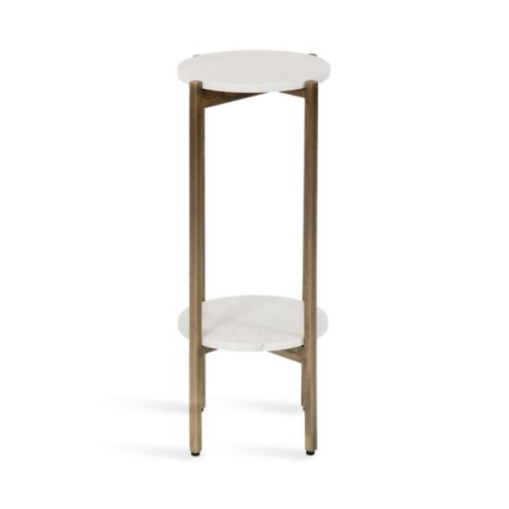 White Marble Gold Accent Table