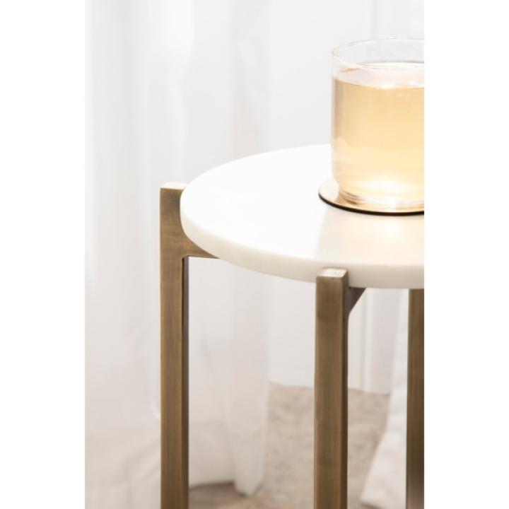 White Marble Gold Accent Table