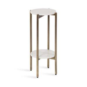 White Marble Gold Accent Table
