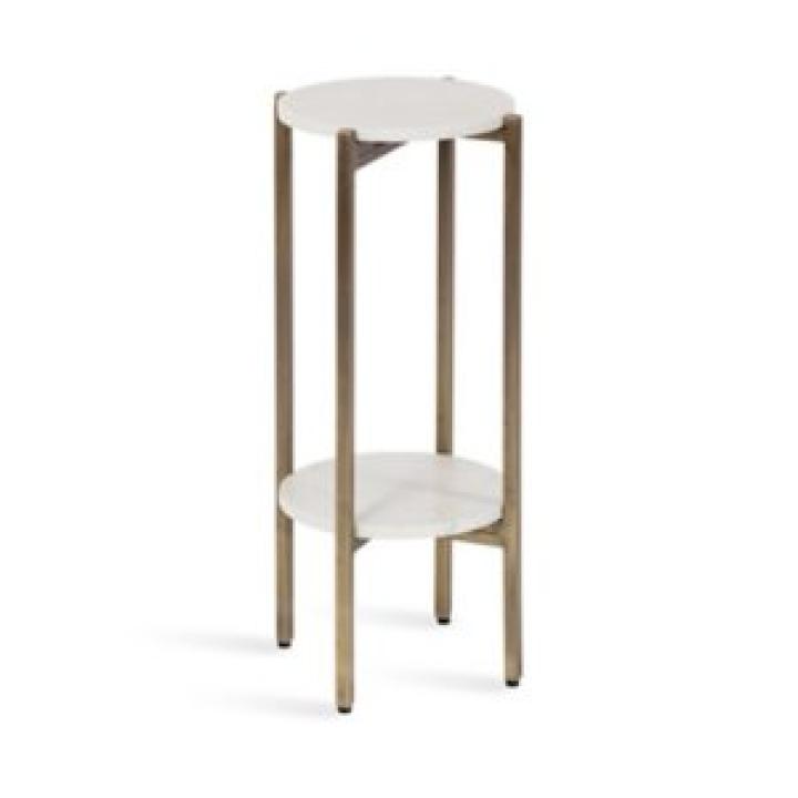 White Marble Gold Accent Table