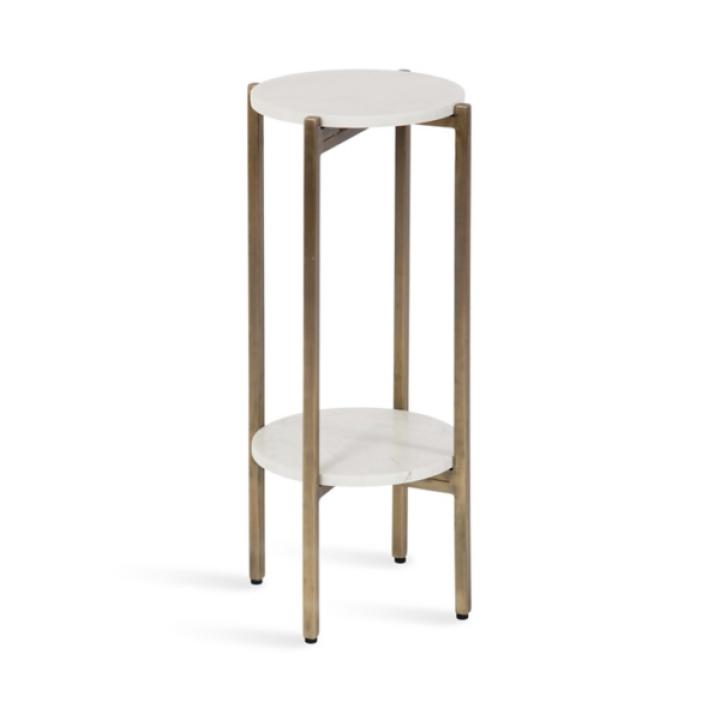 White Marble Gold Accent Table