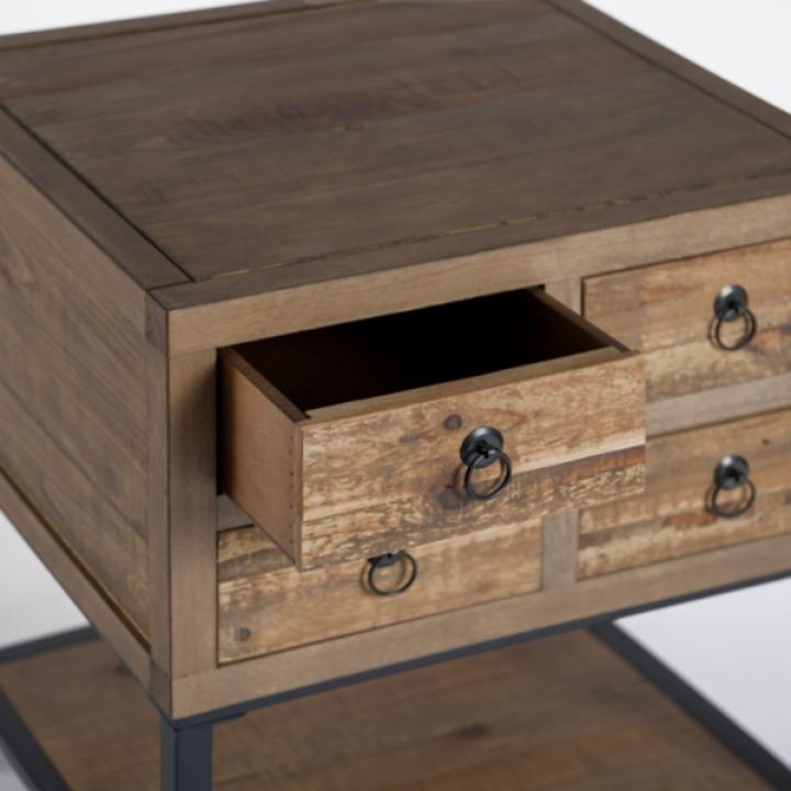 Reclaimed Wood Accent Table with Keeping Drawers