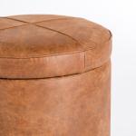 Brown Wyatt Faux Leather Storage Ottoman