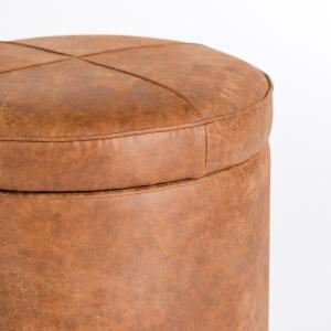Brown Wyatt Faux Leather Storage Ottoman