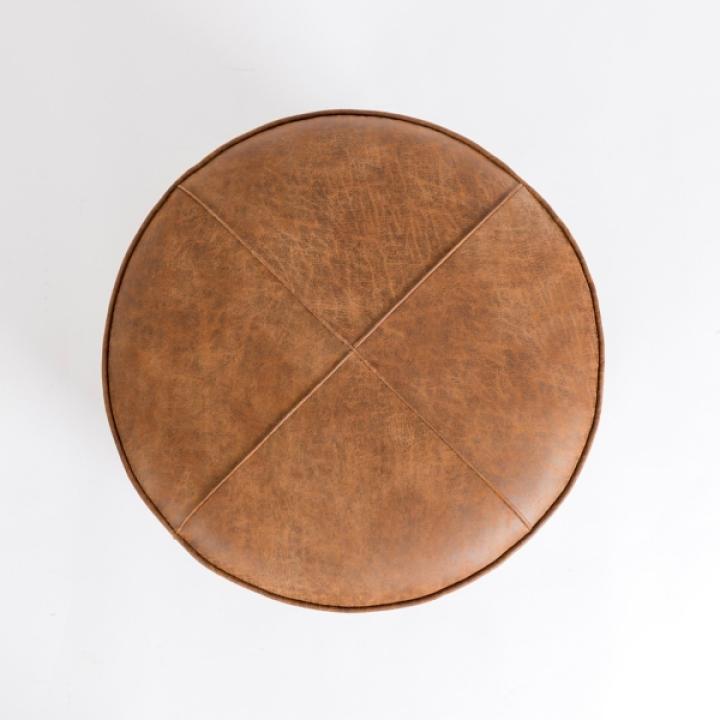 Brown Wyatt Faux Leather Storage Ottoman