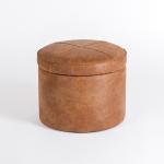 Brown Wyatt Faux Leather Storage Ottoman