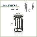 Black Stone and Metal Geometric Accent Table