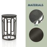 Black Stone and Metal Geometric Accent Table