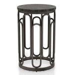 Black Stone and Metal Geometric Accent Table