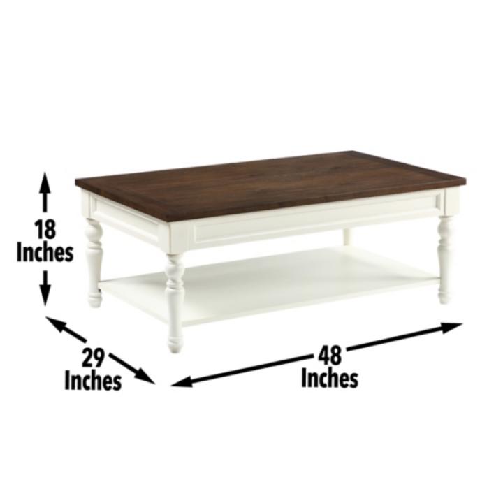 Ivory Farmhouse Wood Coffee Table