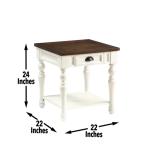 Ivory Farmhouse Wood Accent Table