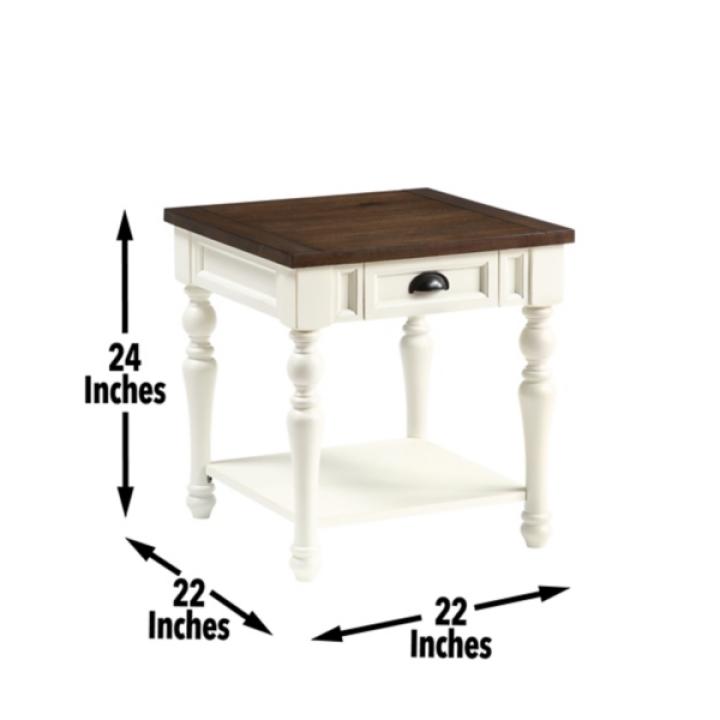Ivory Farmhouse Wood Accent Table