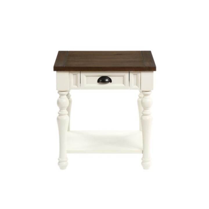 Ivory Farmhouse Wood Accent Table