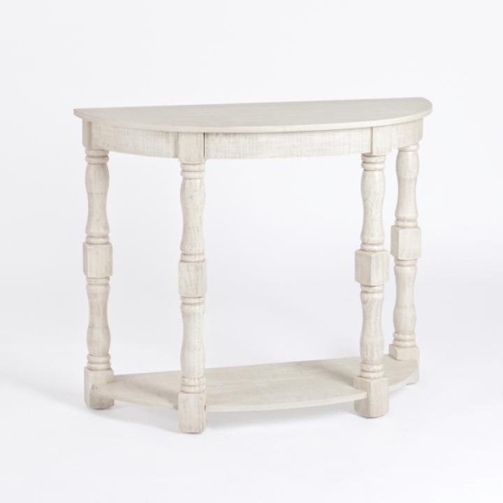 Savannah Cream Distressed Half Moon Console Table