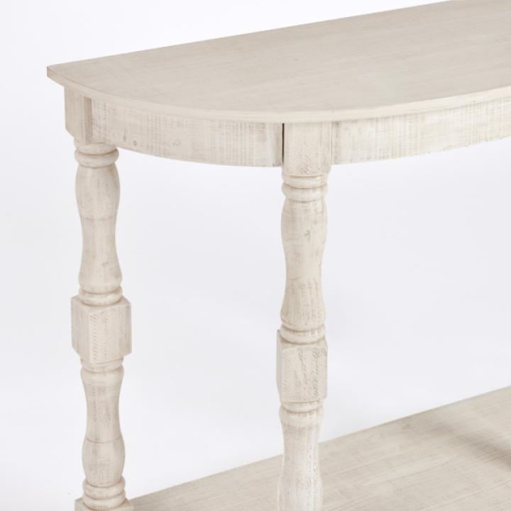 Savannah Cream Distressed Half Moon Console Table
