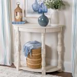 Savannah Cream Distressed Half Moon Console Table