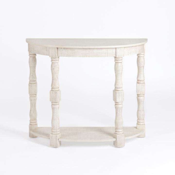 Savannah Cream Distressed Half Moon Console Table