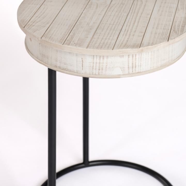 Round Savannah Wood and Metal C-Table