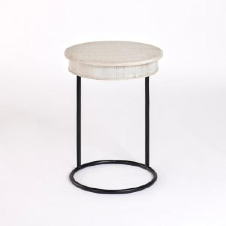 Round Savannah Wood and Metal C-Table