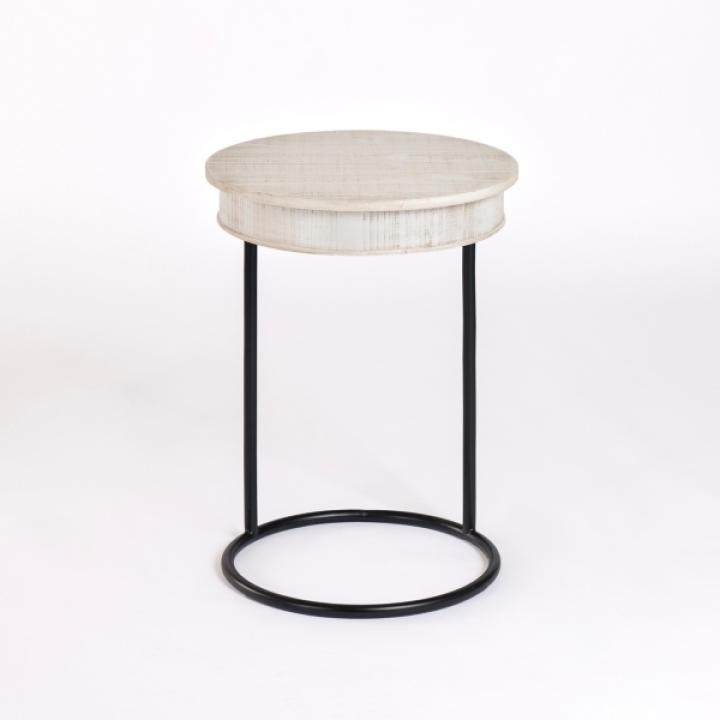 Round Savannah Wood and Metal C-Table