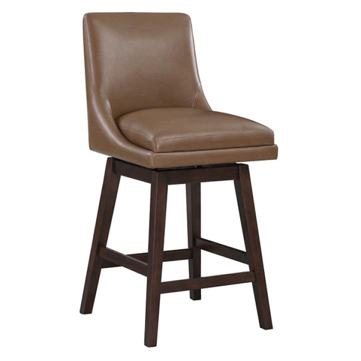Brown Faux Leather Alli Swivel Counter Stool