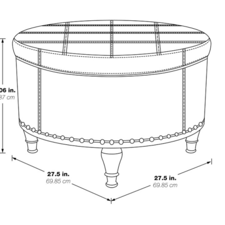 Pewter Leather Antique Nailhead Storage Ottoman