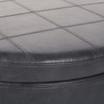 Pewter Leather Antique Nailhead Storage Ottoman