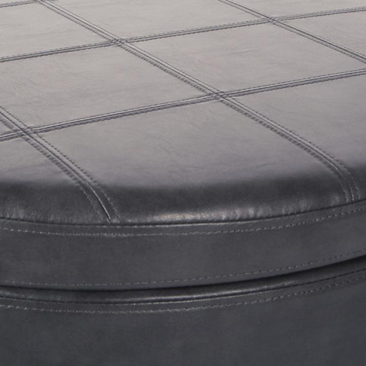 Pewter Leather Antique Nailhead Storage Ottoman