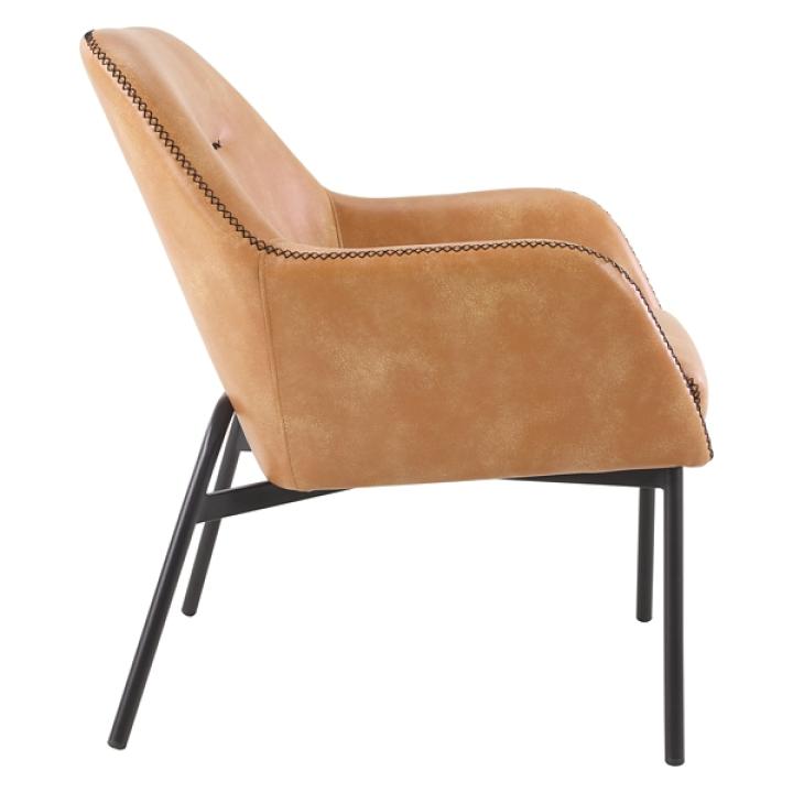 Sand Faux Leather Scoop Accent Chair